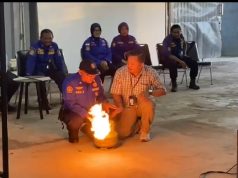 Damkar Metro Sosialisasi dan Simulasi Penanggulangan Kebakaran di Kantor BRI